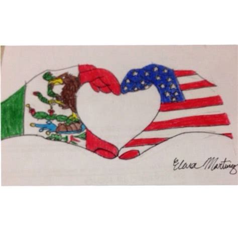 Mexican American Hand Love Sign Drawing | Mexican flag drawing, Flag ...