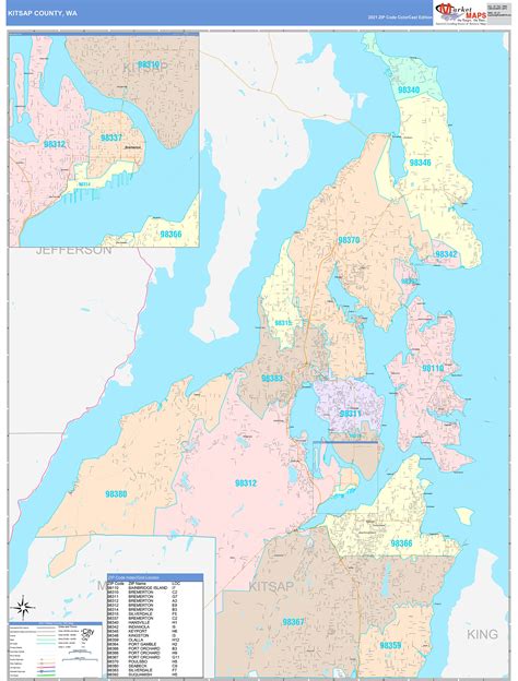 Kitsap County, WA Wall Map Color Cast Style by MarketMAPS - MapSales