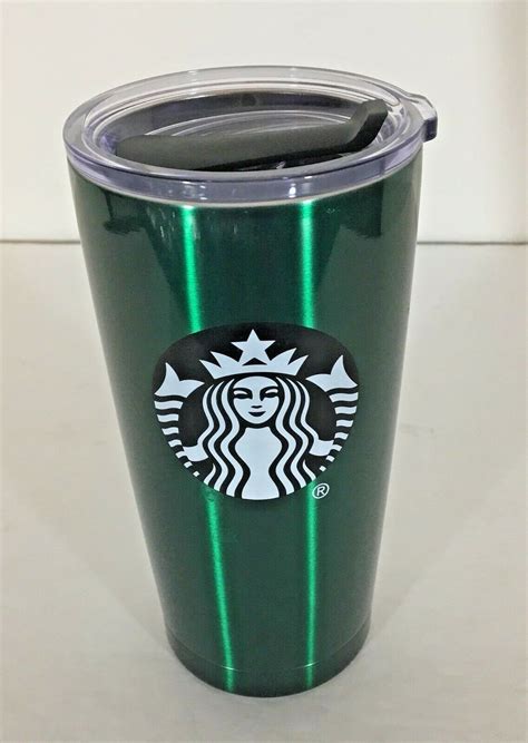 Starbucks Green Mermaid Logo Travel Mug Shiny Stainless Steel Tumbler 20 Oz. New - Starbucks