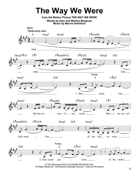 Barbra Streisand - The Way We Were sheet music