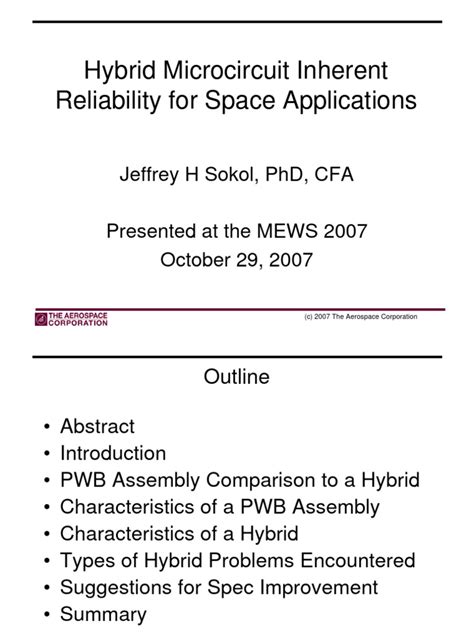 Hybrid Microcircuit Inherent Reliability For Space Applications | PDF | Printed Circuit Board ...