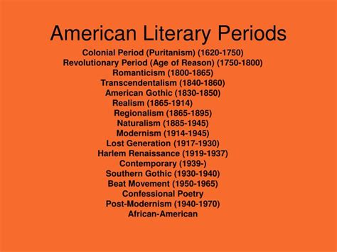 PPT - American Literary Periods PowerPoint Presentation - ID:975625