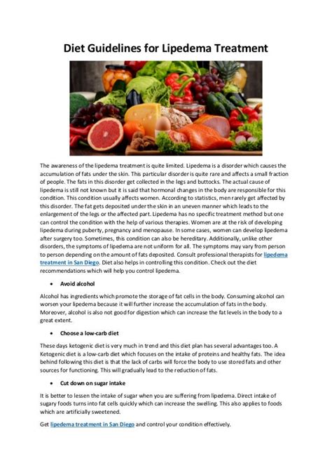 Diet Guidelines for Lipedema Treatment