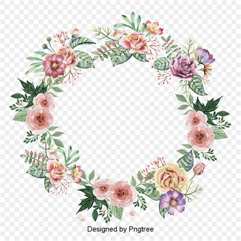 Beautifully Hd Transparent, Beautifully Painted Wreath, Flower Vector, Flower, Flower Wreath PNG ...