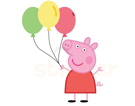 Peppa Pig Balloons Illustration Digital Print INSTANT | Etsy