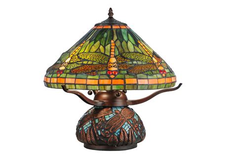 Meyda 26681 Tiffany Dragonfly W/Tiffany Mosaic Base Table Lamp