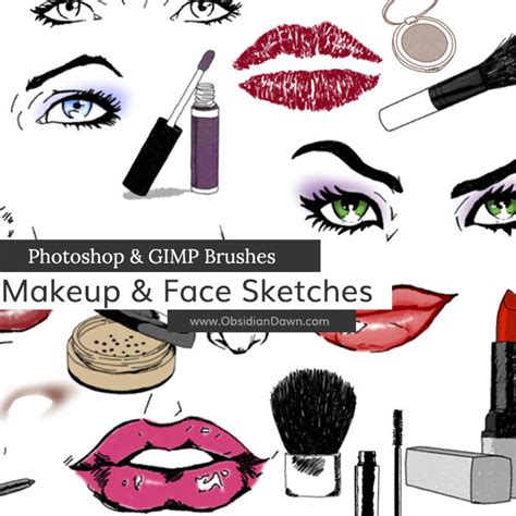 Makeup + Face Sketches Photoshop and GIMP Brushes by redheadstock on DeviantArt