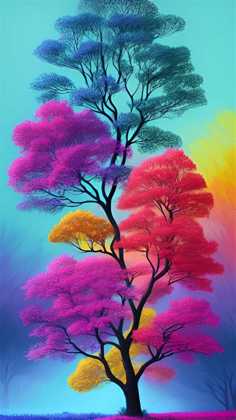 Tiered Big Rainbow Tree Art Illustration | Android wallpaper nature, Iphone wallpaper landscape ...