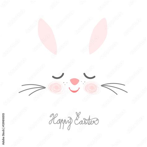 Easter bunny face, Easter greeting card, vector illustration Stock ...