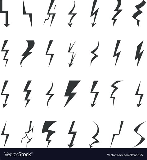 Thunder lightning bolt pictograph icons set design