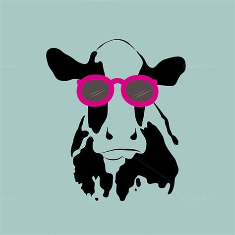 Cow wearing glasses. | 소 그림, 카드, 고기