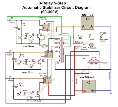 Relay Type Automatic Voltage Stabilizer Circuit Diagram