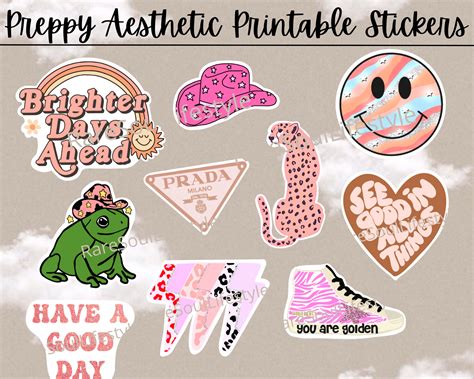 Preppy Aesthetic Printable Stickers Cute Printable Stickers - Etsy Australia