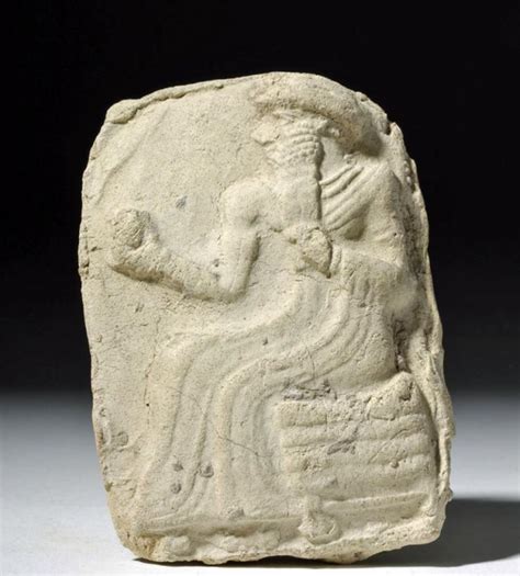 Babylonian / Sumerian Pottery Plaque - Enthroned King