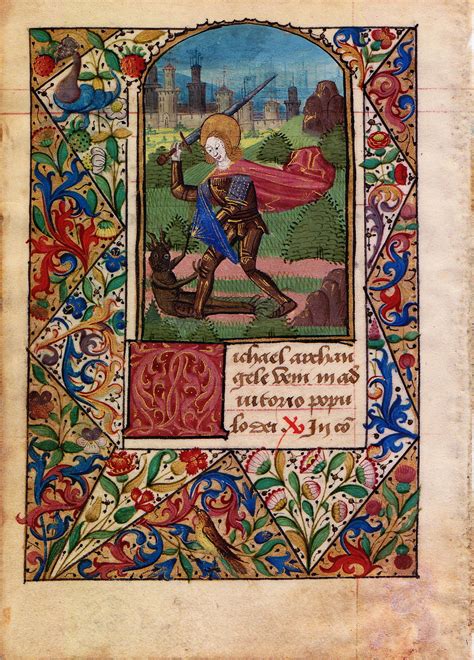 Illuminated Manuscript: Saint Michael Battling a Demon from a 15th ...