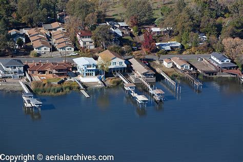 aerial photograph of Lakeshore Drive waterfront properties, Lakeport, Lake County, California ...