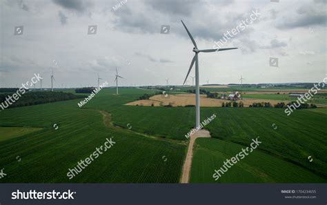 Aerial View Wind Turbine Green Field Stock Photo 1704234655 | Shutterstock