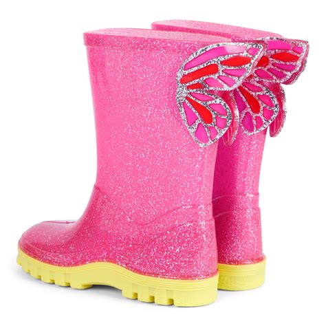 Sophia Webster Girls Glitter Butterfly Rain Boots in Pink | BAMBINIFASHION.COM