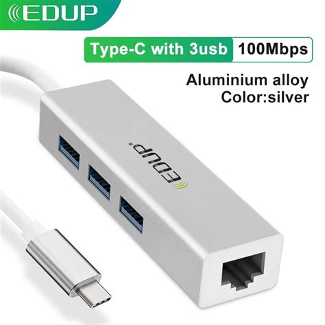 USB Hub with 3 Ports and Ethernet Connector - BeboXX