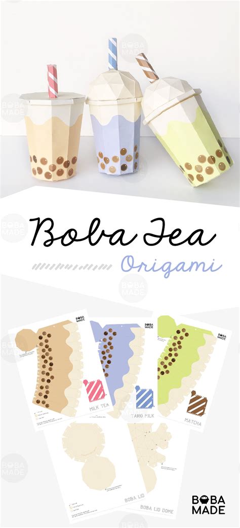 Bubble Tea Origami Boba Tea Printable Template Digital - Etsy