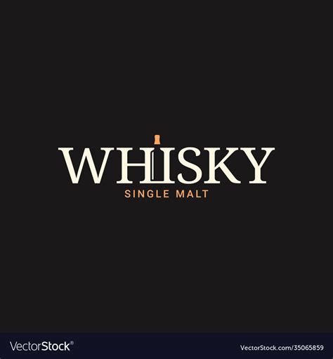 Whisky or whiskey logo with bottle Royalty Free Vector Image