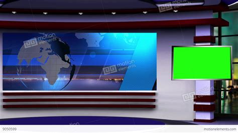 News TV Studio Set 107 Virtual Green Screen Background Loop Stock video footage | 9050599