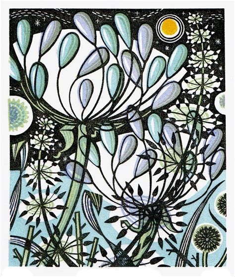 Moonlit Garden | Angie lewin, Wood engraving, Flower drawing