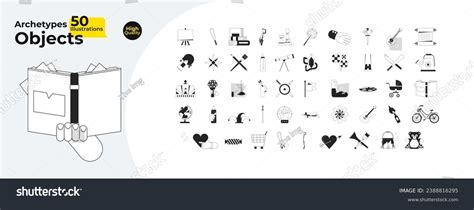 Archetypal Symbols Black White 2d Line Stock Vector (Royalty Free ...