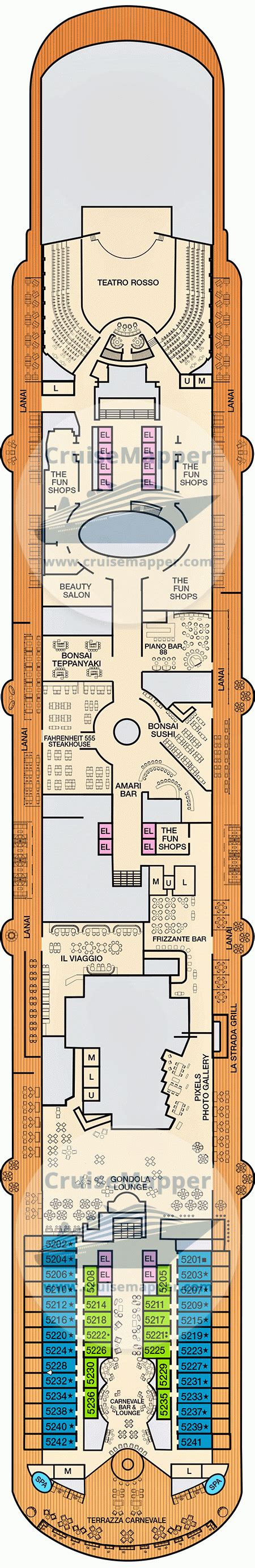 Carnival Venezia deck 5 plan | CruiseMapper