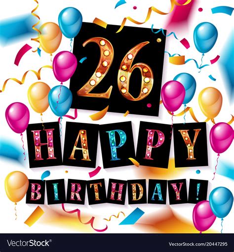 26 years celebration happy birthday greeting card Vector Image