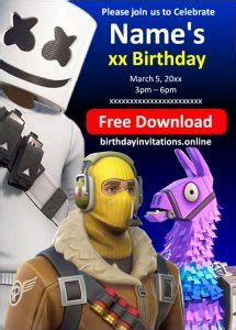 Fortnite Birthday Invitations Birthday Invitations