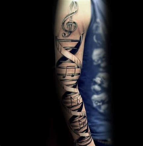 75 Music Note Tattoos For Men - Auditory Ink Design Ideas