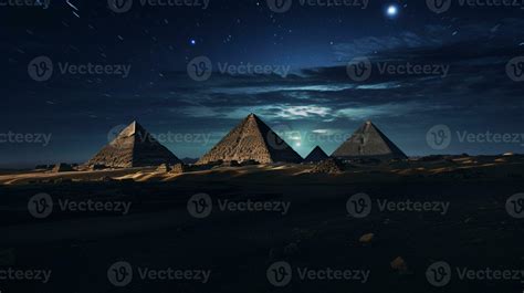 Night view of Pyramids of Giza. Generative AI 32976414 Stock Photo at Vecteezy