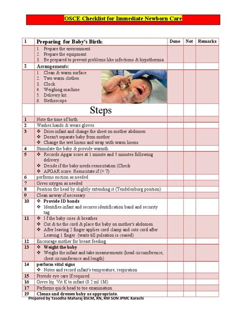 OSCE Checklist For Immediate Newborn PDF | PDF | Childbirth ...