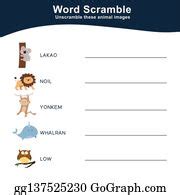 4 Spelling Word Scramble For Word Lion Illustration Clip Art | Royalty Free - GoGraph