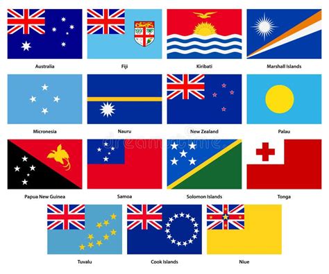 Set of All Flags of the Countries of Oceania Stock Vector ...