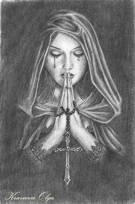 Woman Praying Drawing