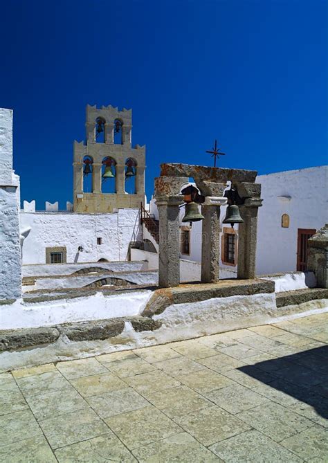 Architecture Of The Monastery Of Saint John The Theologian In Patmos Island, Dodecanese, Greece ...