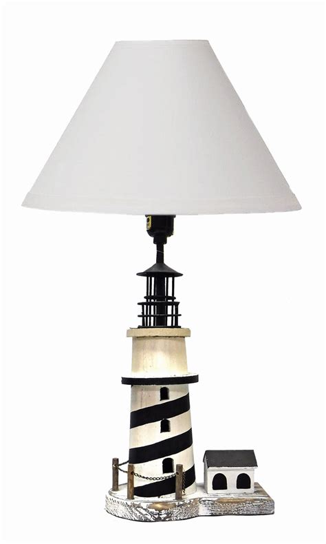 Nautical Striped Lighthouse Wooden Table Lamp - Red Or Black | eBay