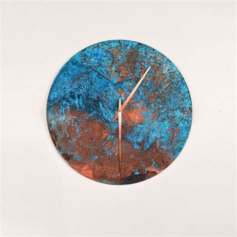 Round Copper Wall Clock Large. Copper Patina Clock. Interior - Etsy UK