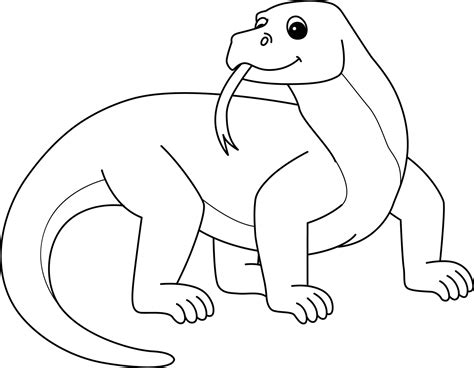 Komodo Dragon Animal Isolated Coloring Page 11487087 Vector Art at Vecteezy