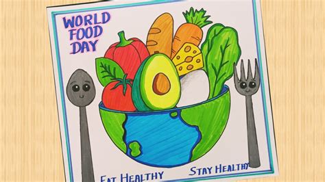 World Food Day Drawing/ World Food Day Poster/ Eat Healthy Stay Healthy ...