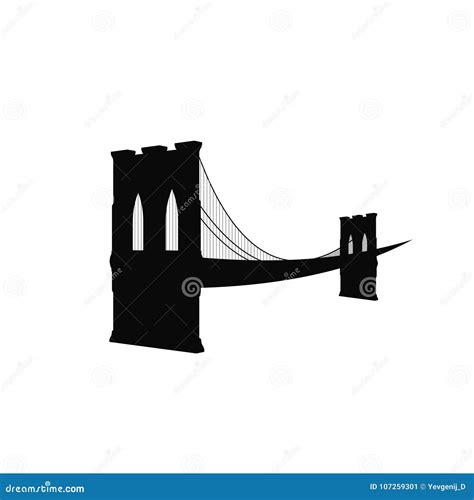 Brooklyn Bridge Silhouette. Black Brooklyn Bridge Icon Isolated on White Background Stock Vector ...