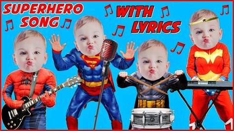 SUPERHERO SONG with LYRICS Family Sing Along Songs Karaoke Superhero Kids FUN Baby Mask ...