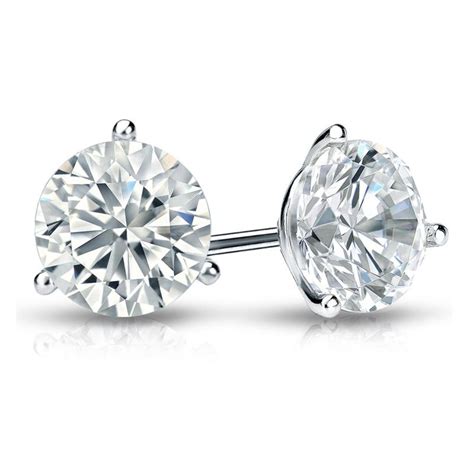 1.5 CT. TW. Round Diamond Studs Platinum 3-Prong Martini Earrings ...