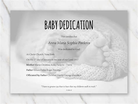 Baby Dedication Certificate Template for Word [Free Printable]