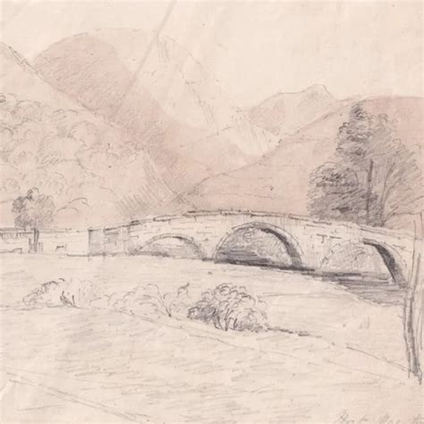 RIVER LANDSCAPE TREES pencil drawing English school antique 19th century £9.99 - PicClick UK