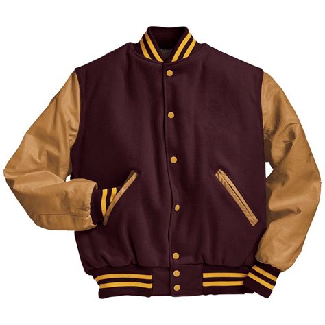 Maroon and Light Gold Varsity Letterman Jacket