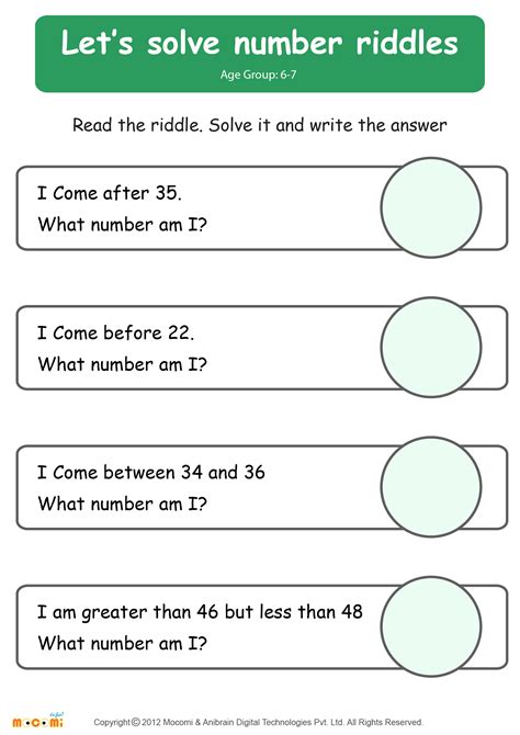 Solve Riddle Worksheet #02 - Math for Kids | Mocomi