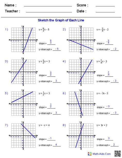 Linear Equations X And Y Intercept Worksheets - Equations Worksheets